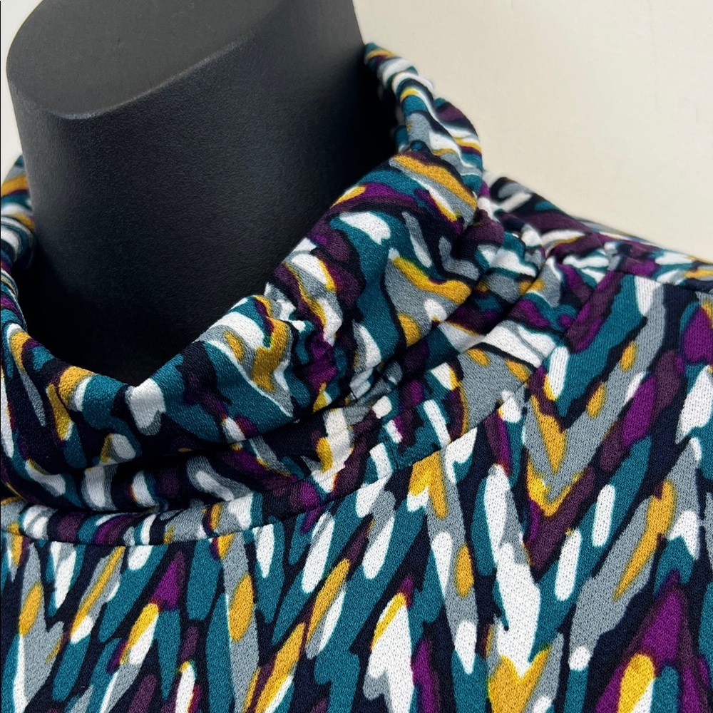 Susan Graver Chic Colorful Abstract Long Sleeve Top Purple Teal Yellow XL - Picture 5 of 13